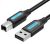 Vention USB-A 2.0/M -> USB-B/M, (PVC, fekete, nyomtatókábel, printerkábel), 3m, kábel