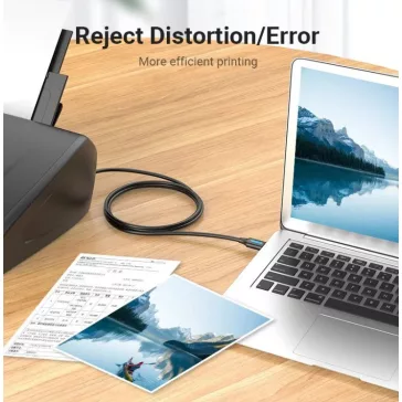   Vention USB-A 2.0/M -> USB-B/M, (PVC, fekete, nyomtatókábel, printerkábel), 5m, kábel