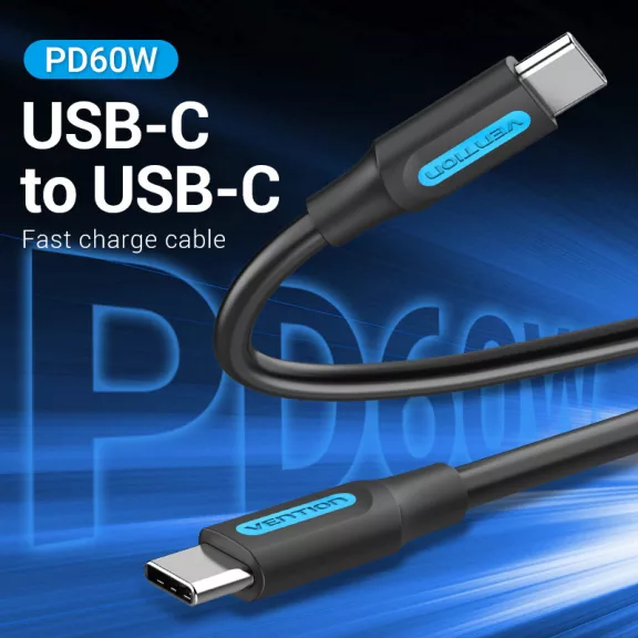 Vention USB-C 2.0/M, 1,5m, (fekete,PVC), kábel