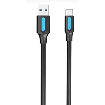   Vention USB-A 3.0/M -> USB-C/M kábel  (PVC,fekete), 0,5m, kábel