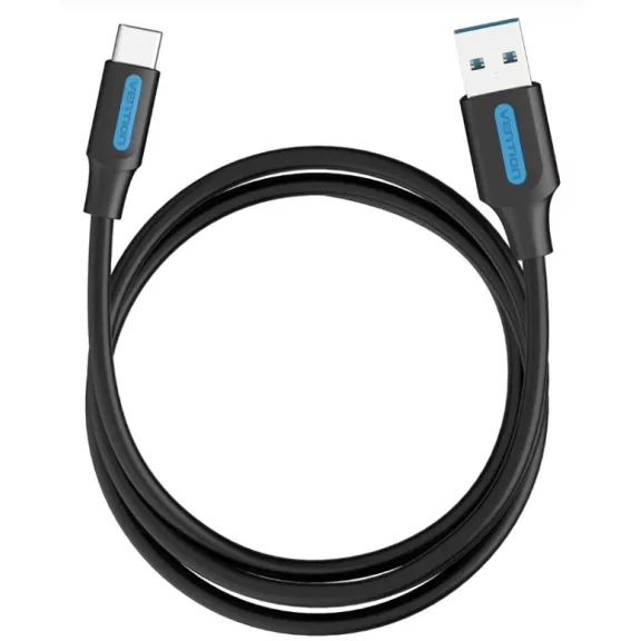 Vention USB-A 3.0/M -> USB-C/M kábel  (PVC,fekete), 0,5m, kábel