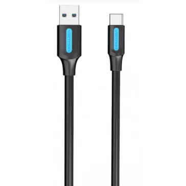   Vention USB-A 3.0/M -> USB-C/M kábel,  (PVC,fekete), 2m, kábel