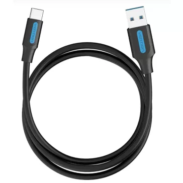   Vention USB-A 3.0/M -> USB-C/M kábel,  (PVC,fekete), 2m, kábel