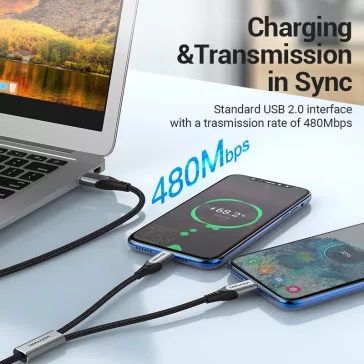 Vention USB-A/M -> 2*USB-C/M, 0,5m, (3A,60W), kábel