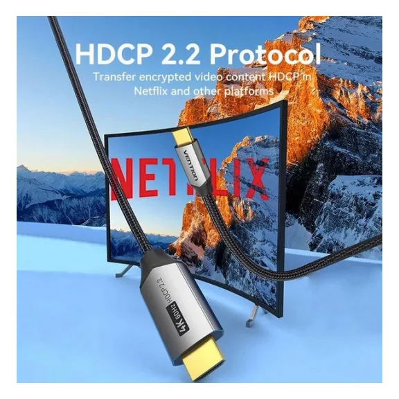 Vention USB-C/M ->HDMI/M (4K, alu), 1,5m, kábel