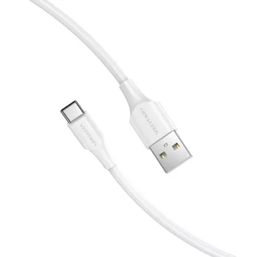 Vention USB-A 2.0/M -> USB-C/M, 1m,(3A,fehér), kábel