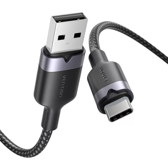 Vention USB-A 2.0/M -> USB-C/M, 1m,(fekete,3A), kábel