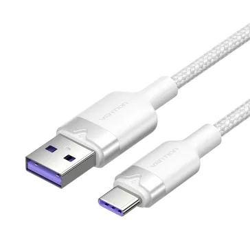 Vention USB-A 2.0/M -> USB-C/M, 1m,(fehér,6A), kábel