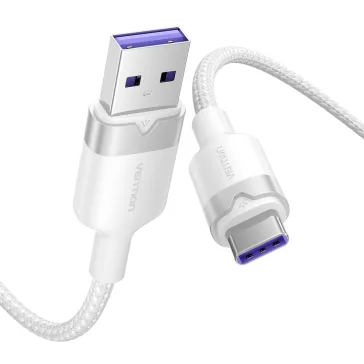 Vention USB-A 2.0/M -> USB-C/M, 1m,(fehér,6A), kábel