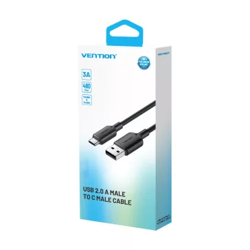 Vention USB-A 2.0/M -> USB-C/M, 2m,(fekete), kábel