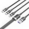Vention USB-A 2.0/M -> USB-C/Lightning/Micro USB-B, 1,5m,(fekete,6A,3in1), kábel