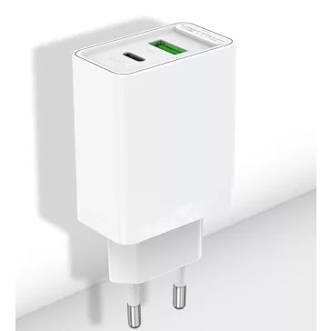 Vention USB-A+C (2port, 18W/20W,fehér), töltő
