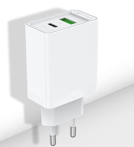 Vention USB-A+C (2port, 18W/20W,fehér), töltő