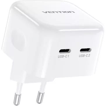 Vention USB-C+C (2port,35W/35W,fehér), töltő