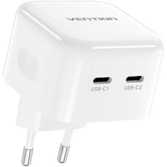Vention USB-C+C (2port,35W/35W,fehér), töltő