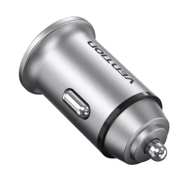   Vention USB-A+C (2port,18/20W, szürke, szivargyújtós), töltő