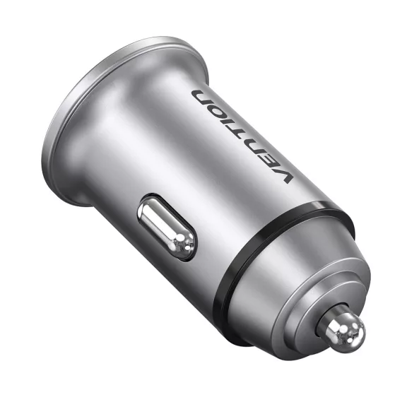 Vention USB-A+C (2port,18/20W, szürke, szivargyújtós), töltő