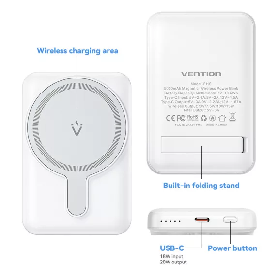 Vention FHSW0 5000mah, 20W, Powerbank
