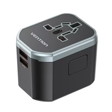   Vention USB-C+A+A (3port,20W/18W/18W, fekete,travel), töltő