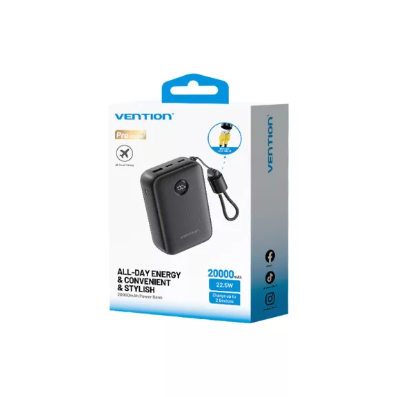 Vention FKBB0-C 20000mah, (fekete ,22,5W), powerbank