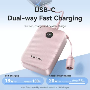 Vention FKBP0-C 20000mah, (rózsaszín,22,5W), powerbank