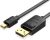 Vention mini Displayport -> Displayport, (fekete), 1,5m, kábel