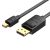 Vention mini Displayport -> Displayport, (fekete), 2m, kábel