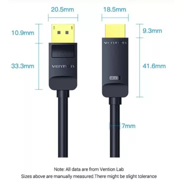Vention Displayport 4K -> HDMI, (fekete), 1m, kábel