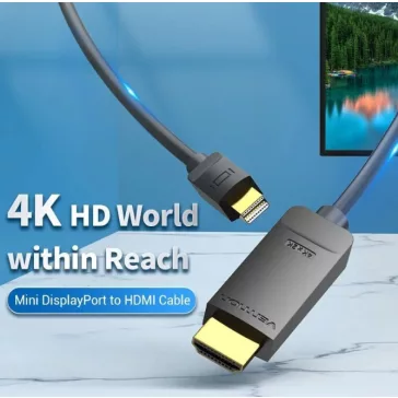   Vention mini Displayport 4K -> HDMI, (fekete), 3m,  kábel
