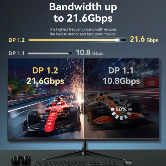 Vention DisplayPort/M (4K,HD, fekete), 1m, kábel