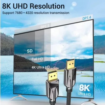   Vention Displayport/M -> Displayport/M (fekete), 1,5m, kábel