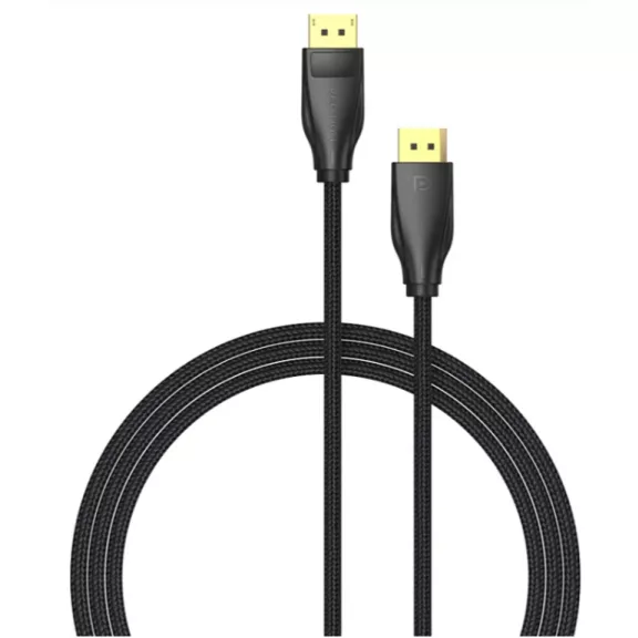 Vention Displayport/M -> Displayport/M (Szövet, fekete), 2m,  kábel