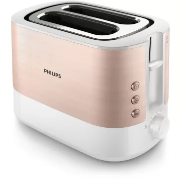   PHILIPS Viva Collection kenyérpirító, 950 W, 2 extra széles nyílás, beépített zsemlemelegítő, fém fedélburkolat