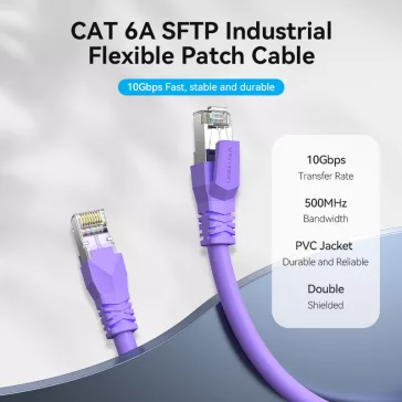   Vention SFTP Patch (Cat.6, ipari,flexibilis,lila), 0,3m, kábel