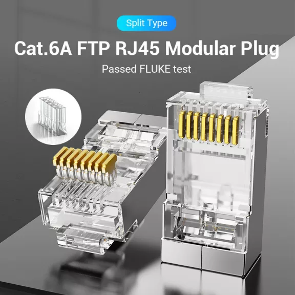 Vention FTP (Cat.6 ,RJ45,átlátszó) 10db, csatlakozó