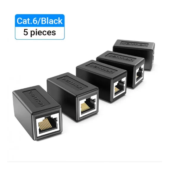 Vention UTP (Cat.6,Keystone jack,fekete), 5db, csatlakozó