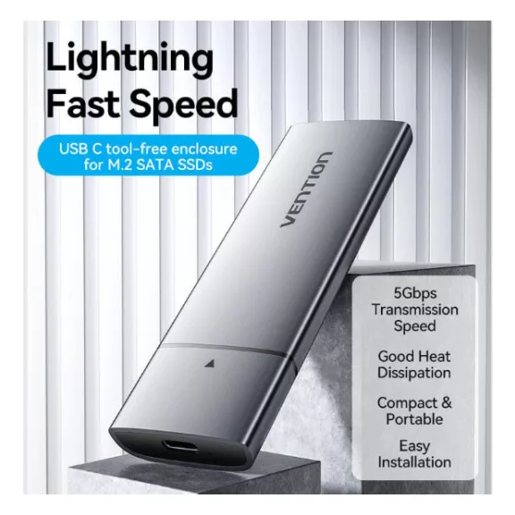 Vention M.2 NGFF SSD (USB 3.1 Gen 2-C, alu, szürke), ház