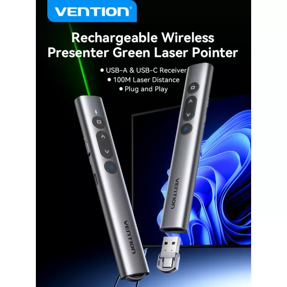 Vention akkumulátoros,újratölthető, lézer pointer & prezenter