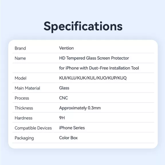 Vention iPhone 16 Pro, (HD edzett üveg, pormentesítővel), telefon kijelző védő üveg