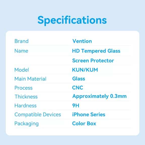 Vention iPhone 15, (HD edzett üveg), telefon kijelző védő üveg