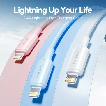   Vention USB-A 2.0 -> Lightning, (2,4A, fehér) 1m, Vention