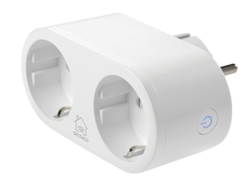 Deltaco SMART HOME SH-P02E elosztó energiafigyelővel, WiFi, 2xCEE 7/3, fehér