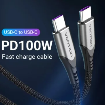   Vention USB-C 3.1/M -> USB-C 3.1/M, (szövet, szürke), 1,5m, kábel