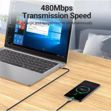   Vention USB-C 3.1/M -> USB-C 3.1/M, (szövet, szürke), 1,5m, kábel