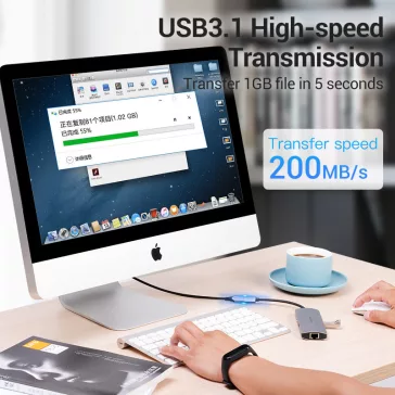   KÁBEL USB-C 3.1/M -> USB-C 3.1/F, 0,5m, (hosszabbító,szövet), Vention