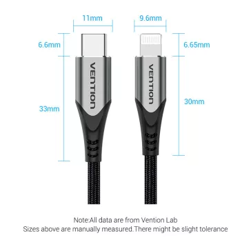 Vention USB-C 2.0/M -> Lightning 2m, kábel