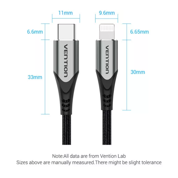 Vention USB-C 2.0/M -> Lightning 2m, kábel
