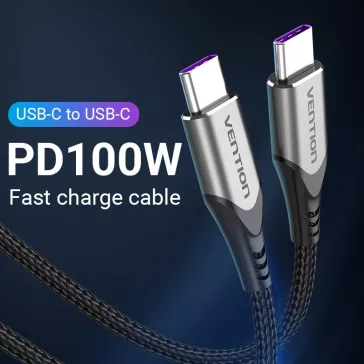   Vention USB-C 2.0/M -> USB-C 2.0/M, (5A,szürke), 2m, kábel