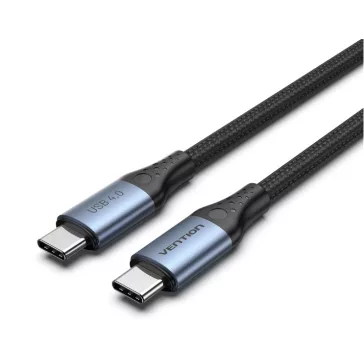   Vention USB-C 4.0/M -> USB-C 4.0/M,  (szövet,5A,alu, szürke), 1m, kábel