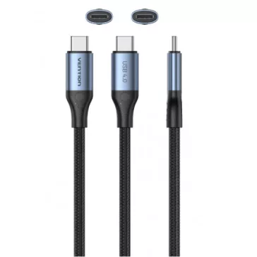   Vention USB-C 4.0/M -> USB-C 4.0/M,  (szövet,5A,alu, szürke), 1m, kábel